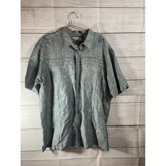 Havanera - Men's Blue/Grey Short Sleeve Button Down Cuban Style Shirt - Size XXL - Picture 1 of 7